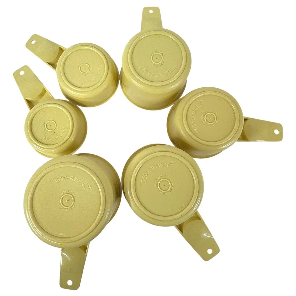 Harvest Gold Tupperware Measuring Cups For Baking Complete Set 6 Vintage Nesting